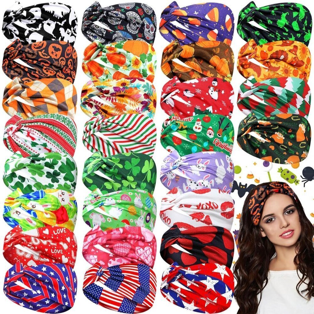 28 Pcs Halloween Fall Headbands Women Nursing Holiday Hair Accessories
